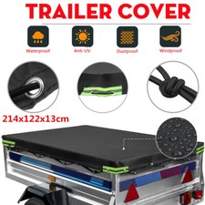 7 x 4 FT TRAILER COVER HEAVY DUTY WATERPROOF TRUCK COVER BLACK W/STRAPS