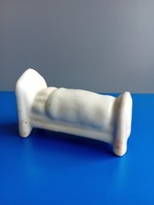 Bed Dolls house furniture childs blanket pillow white porcelain paste Antique