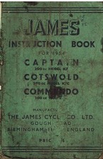 JAMES CAPTAIN K7 COTSWOLD K7C COMMANDO J9 200cc 1954 OWNERS INSTRUCTION HANDBOOK