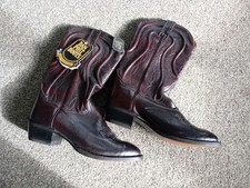 DAN POST ULTIMATE FLEX HANDCRAFTED BROWN LEATHER COWBOY BOOTS SIZE UK 8 - BNWT