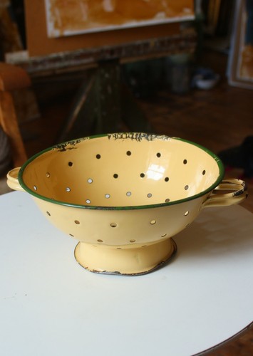 Vintage enamel colander - vintage,
