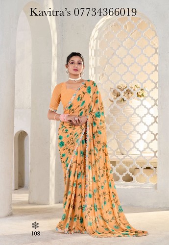 Saree indian georgette print - saree,