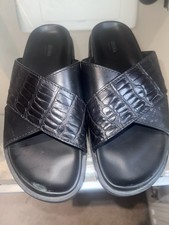 ZEGNA’S Panarea Slides Crocodile Leather Sandals US Size 13