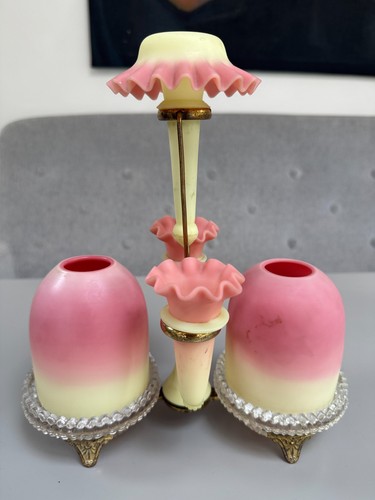Victorian glass epergne - glass, thomas