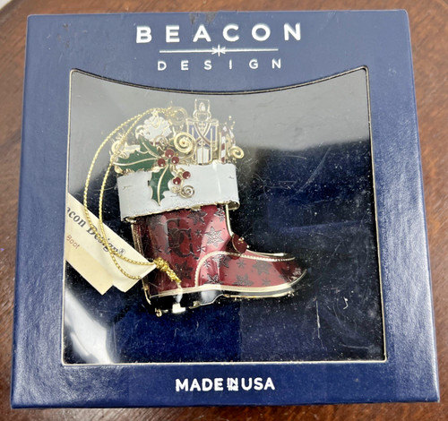 Santa boot brass ornament - 3d,