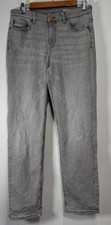 M&S Sienna Straight Leg Jeans Women UK 12 Grey Denim Pocket Mid Rise Classic Fit