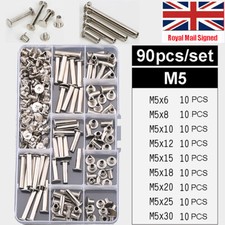 90pcs/set M5 Chicago Screws Rivets Studs for Leather Craft 6-30mm Nickel Plated