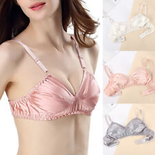 Womens Shiny Satin Silk Bra Ultra-thin Triangle Bralette Wireless Tops Underwear