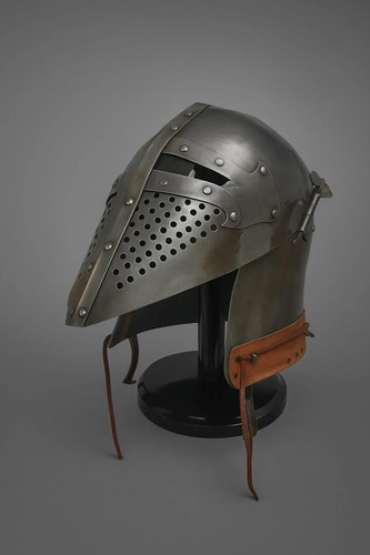 Medieval steel bascinet - steel,