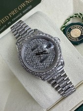 ROLEX WHITE GOLD MIDSIZE 69179 LADIES  26MM DIAMOND  WITH BOX AND CERTFICATES