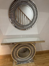 crystal mirrored glass console table & matching large mirror - collection leic