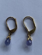 Tanzanite lever back earrings in 14K gold overlay, unworn.