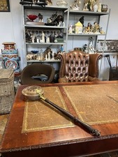 Antique Vintage Copper & Brass Bed Warming Pan Bed Warmer w/ Wooden Handle 88cm 