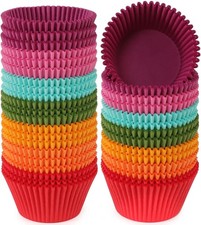 Caperci Bright Rainbow Jumbo Cupcake Liners Extra Large Jumbo, 