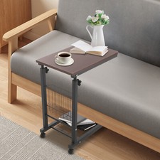 Adjustable Bed Side Table, Side Table with Wheels, Mobile Standalone Table