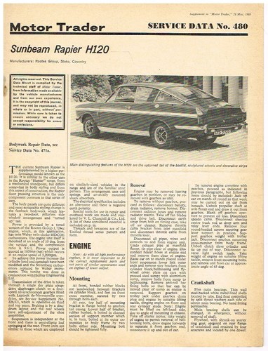 Sunbeam rapier h120 fastback - sunbeam,