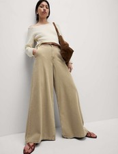 Marks & Spencer Womens Brown Wide leg Women Trousers 12 Long - M&S