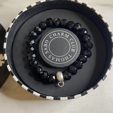 Thomas Sabo Black Crystal Beaded Bracelet Charm Boxed Faceted Boxed