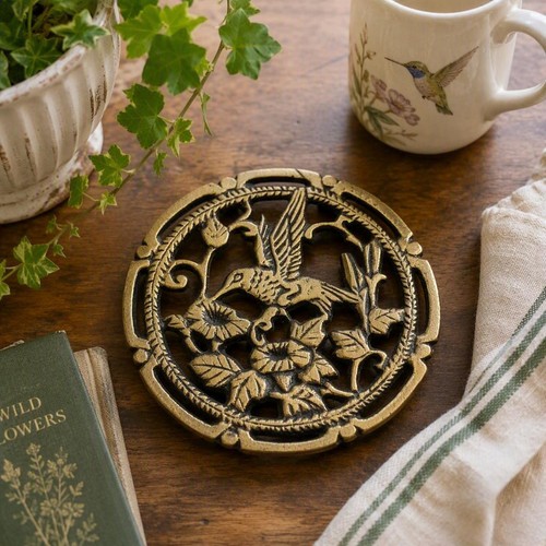 Vintage brass hummingbird - ,