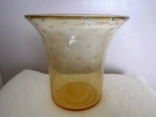 Thomas Webb Golden Amber Glass Vase with Controlled Bubbles