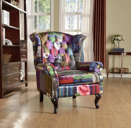 Fabric patchwork chesterfield - fabric,