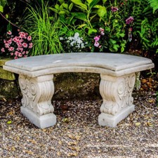 Stone Cast Curved Garden Bench Seat Heavy And Solid by DGS UK 90KGS