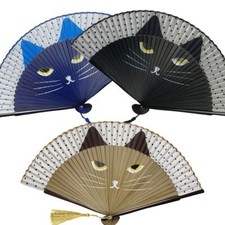 Cat Head Silk Fans Handheld Folding Fans Japan Style Hand Fans Home Decor