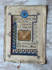 Victorian 19th Cent Hand Painted Illuminated Manuscript Religious Artwork Isaiah