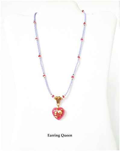 Pink blue beaded - beaded, heart