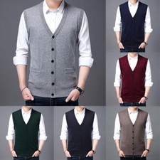 Mens V Neck Sleeveless Jumper