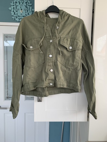 Ladies khaki cropped hooded - ladies,
