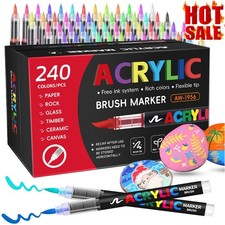 240 Acrylic Paint Markers Brush Pens Rock Fabric Wood Glass DIY Card Making Art
