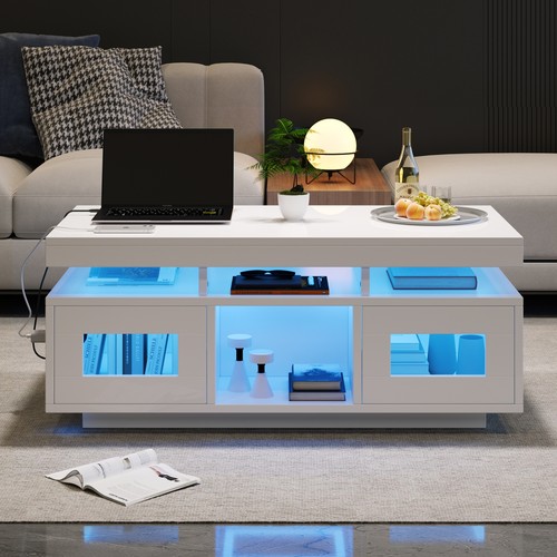White high gloss coffee table - white,