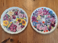 Royal Albert Plates A Bouquet for the Queen Mother x2 Ascot & Birthday
