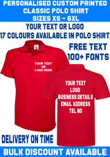 Personalised Custom Printed Classic Polo Shirt your text logo unisex workwear  