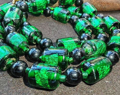 Green black lampwork foil - green,