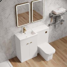 Hudson Reed 1000mm L Shape Combination Bathroom Basin and WC Unit Gloss White