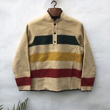 Vintage Woolrich Hudson Bay Adult Medium 1/4 Snap Striped Pullover Wool 80s USA