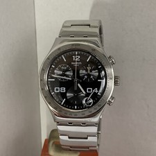 Swatch Unisex Irony Chronograph Blustery Black Dial S/S Bracelet Watch YCS564G 