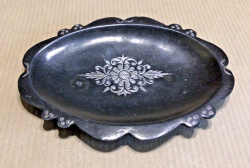 Vintage inlaid silver floral - silver,