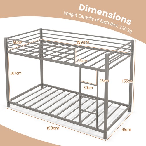 Metal bunk bed - bunk, low