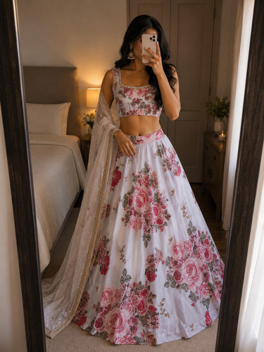 Floral lilac lehenga choli set - lilac,