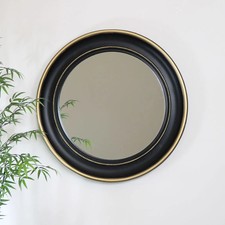 Round black gold wall mirror