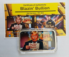 1oz Silver Blazin Bullion Colourised Bar With Capsule and COA