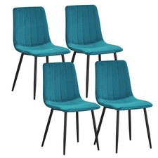 4Pcs  Dining Chairs Velvet Set Padded Seat Metal Leg Kitchen Chair Home Office
