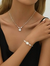2pcs/Set Luxurious And Elegant Necklace & Bracelet Jewelry Set