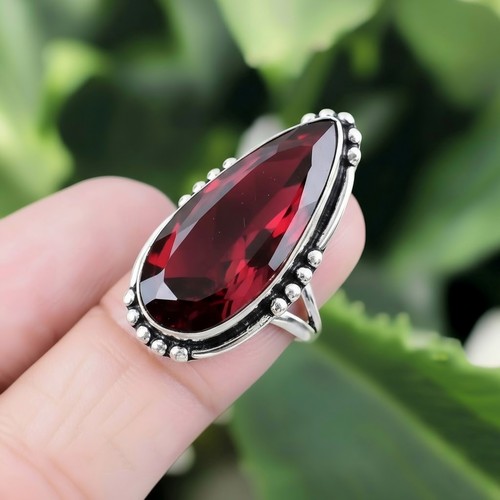Red garnet ring - ring, 925