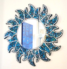 Blue speckled sun shaped wall