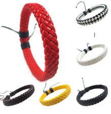 BRAIDED FAUX LEATHER BRACELET, 10 Colours, Adjustable, SURFER TRIBAL Men Women