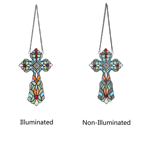 Stained glass cross - glass,